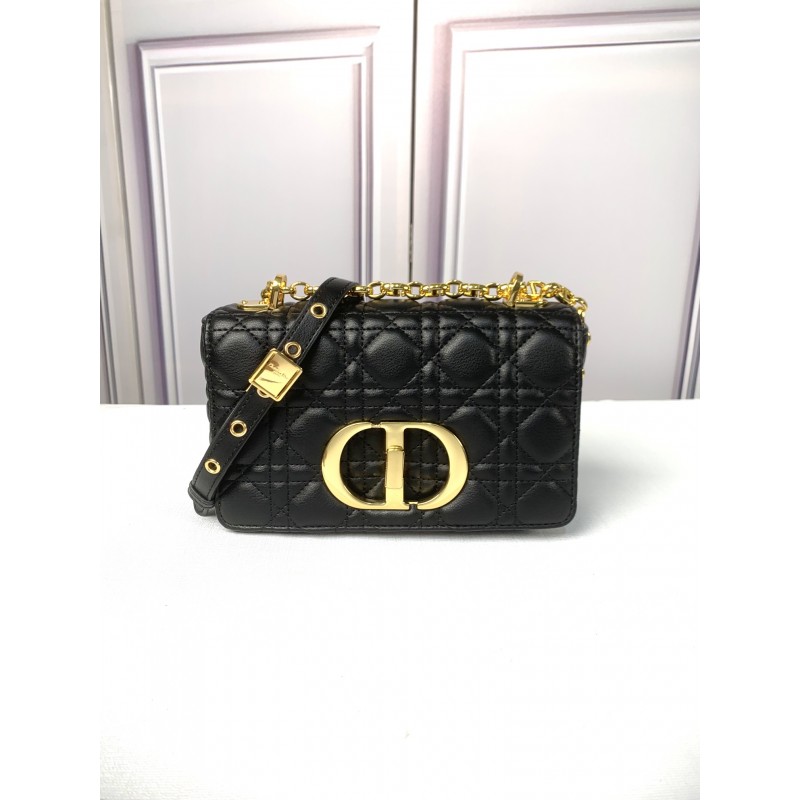 Wholesale Dior Caro 20cm Bag Black Supple Cannage Calfskin